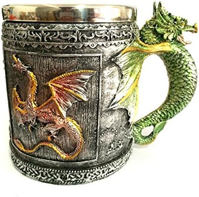 Golden Mango Dragon Creative Retro Mug Office Cup Stainless Steel And Resin Volume 350ml Weight 0.45kg Size Of 10.5 * 8.5 * 13.5cm Package Of One …