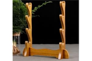 DELUFU Espositore per spada medievale in legno massello, supporto da parete per spada samurai, katana, gladiatore, spada, crociato, spada, coltello, supporto per esposizione (4 tavoli in legno massello)