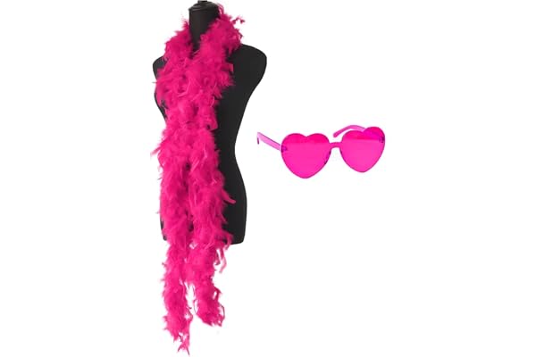 db11 – Boa en plumes colorées de 2 m pour femme pour danse, mariage, fête, cosplay, Halloween, avec lunettes de soleil sans monture en forme de cœur