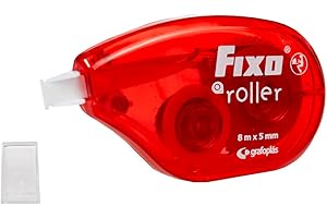Fixo Roller - Corrector Cinta para Bolígrafos, 5mmx8m, Secado Instantáneo, Diseño Ergonómico, Accesorio Escolar Perfecto para Llevar en el Estuche o Mochila