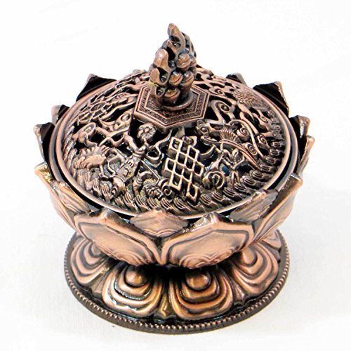 Preisvergleich Produktbild Praktische Brenner Räucherstäbchenhalter tibetisch Buddhismus Lotusblüte Effekt Bronze