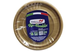 TEKHOME Piatti Plastica piani,25/50/75/100/125/150 Pezzi piatti plastica colorati lavabili e riutilizzabili Rotondi per Compleanno,Festa, Matrimonio,Fai da Te Fatti a Mano (ORO, 50)