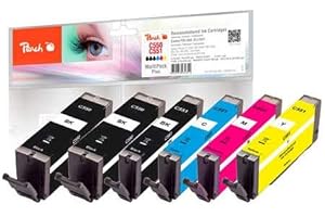 ‎PEACH Peach C550/551/555 Spar Pack Plus Druckerpatronen (2xBK, PBK, C, M, Y) ersetzt Canon PGI-550*2, CLI-551 für z.B. Canon Pixma IP 7250, Canon Pixma MX 925, Canon Pixma IP 7200, Canon Pixma MG 7550