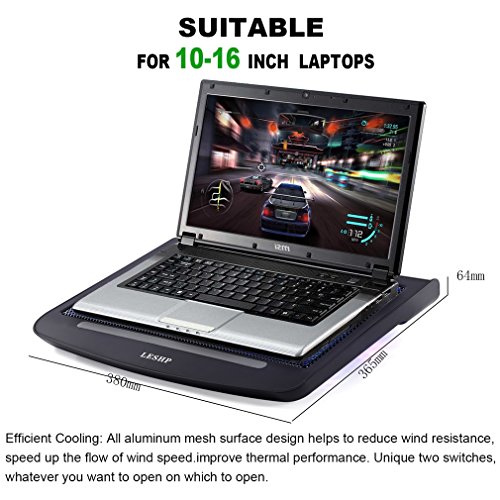 YKS Notebook Laptop Kühler T9 Aluminium Mesh & Kunststoff Portable leichte Kühlpad mit Aluminiumverkleidung und fünf Lüfter 2000RPM - 2