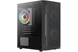 Aerocool Trinity Mini, Mini ATX Tower Case, Tempered Glass Side Panel, 1 x 12cm FRGB Fans, 2 x FRGB Fans, Black