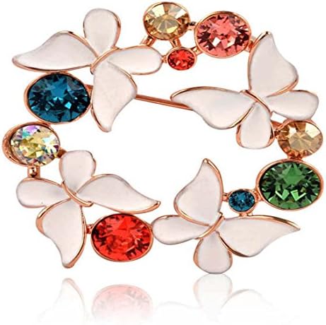 Butterfly Scarf Ring KC Gold Plated Colorful Swarovski Elements Crystal Flower Brooch Scarf Ring fo Women