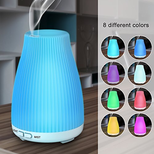 Ultraschall Aroma Diffuser Aromatherapie Diffusor Öl Diffusor-100mL Luftbefeuchter Leiser Betrieb Kalten Nebel Technologie Abschaltautomatik Raumbefeuchter mit 8 LED Farbwechsel Stimmungslicht Nachtlicht für Wohnzimmer, Kinderzimmer, Schlafzimmer, Baby- und Yogazimmer, SPA, Büro usw - 2