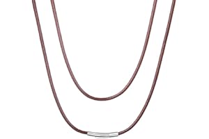 ChainsHouse Chaine Collier Cordon Cuir Homme Pour Pendentif Enfant Garçon Femme Ras de Cou Chaîne Cire Tressé Marron/Noir Largeur 2mm Longeur 41/46/51/55/61/66/71/76cm Bijoux Cadeau