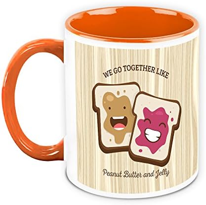 Gift For Friend - HomeSoGood Friendship Like Peanut Butter And Jelly White Ceramic Coffee Mug - 325 ml