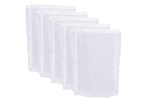 Therpin Reusable Nylon Fine Mesh Food Strainer Bag, All Purpose Food Grade Filter for Almond Milk, Coffee, Home Brewing, Hop, Juice (32cm x 22cm, 5 Pcs)