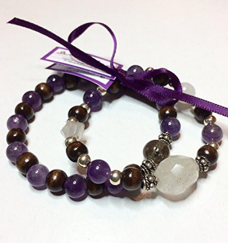 Two Complimentary Unique Purple Bead Stretch Bracelets, Boho Chic, Recycle with Style, Ethical Jewellery