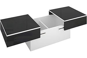 BERLIOZ CREATIONS Berlioz Créations Amelie Couchtisch, in glänzendem Schwarz, 113 x 60 x 40 cm, 100 Prozent französische Herstellung