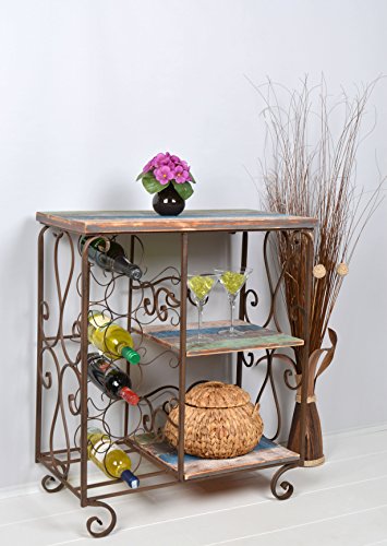 Schrank Weinregal Flaschenboard Shabby Vintage Industrie Design Holz Antik Eisen - 2