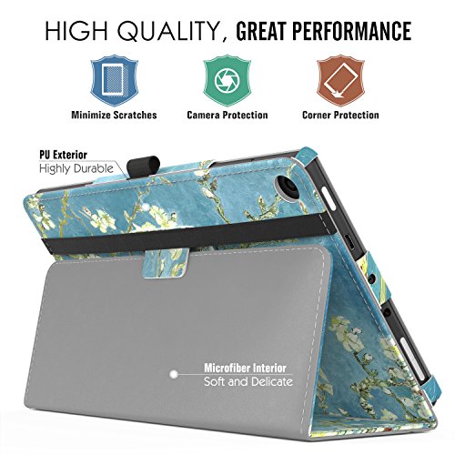 MoKo Hülle für All-New Amazon Fire HD 8 Tablet (7th Generation – 2017 Modell) – Kunstleder Ständer Schutzhülle Smart Cover mit Stift-Schleife für das neue Fire HD 8, Axishirsch - 3