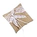 Produktbild 20 x 20 cm Sackleinen Rustikal Hochzeit Ringkissen Kissen Ring Träger Spitze Blume für Hochzeit Zeremonie Hochzeit Zubehör Einheitsgröße A2