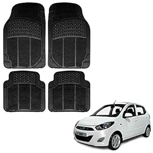 Autokaar Rubber Car Foot Mat for Hyundai I10 (Set of 4, Black)