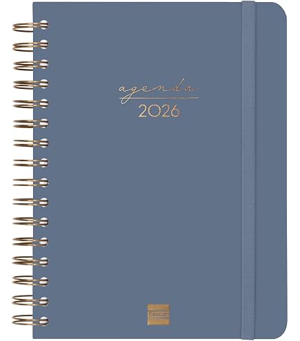 Agenda à Spirale 2026 Finocam - 1 Jour Par Page, Janvier à Décembre - Format Similaire A5, Couverture Polypropylène, élastique - En Catalan