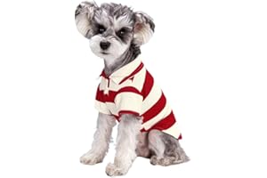 TEBI Poloshirt Für Kleine Hunde Zweibeinig Lässiges Streifenhemd Welpenkostüm Sommer T Shirt Modische Kleidung Für Bichon FrenchBull Hund Hundeshirt Gestreiftes Hundeshirt Atmungsaktives