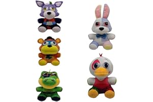 Xinchangda Lot de 5 jouets en peluche FNAF mignons de jeu de cinq nuits en peluche pour violation de sécurité pour enfants, cadeau de vacances d'anniversaire, 18 cm