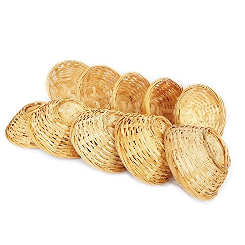 De madera de bambú de juego de cesta, diseño de cesta de mimbre trenzado, de unos 10 x 4 cm alrededor, se puede elegir entre 5 pcs o de 10 pcs, madera, beige, 10 er Set