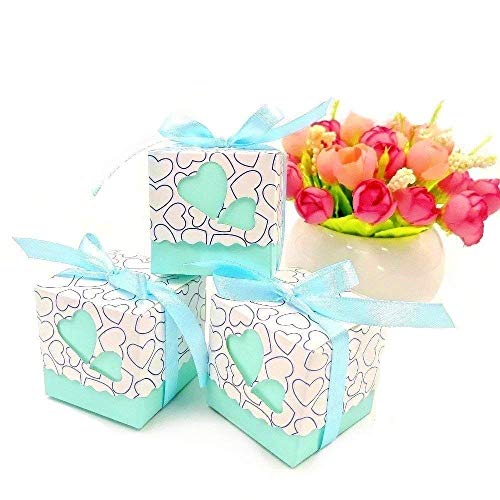 Segnaposto Battesimo Natalizio.Jzk 50 Azzurre Blu Cuore Scatola Portaconfetti Scatolina Bomboniera Segnaposto Portariso Per Matrimonio Compleanno Battesimo Natale Nascita Laurea Comunione