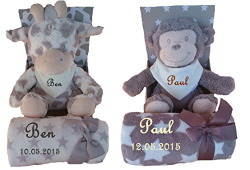 Baby Kinder Set 3 teilig Babydecke mit Namen bestickt Teddy Halstuch Taufe Geburt - 3