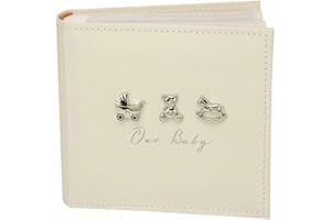 BAMBINO BY JULIANA Bambino Fotoalbum aus Leinenstoff, 3 Symbole, 50 Seiten, 15 x 10 cm