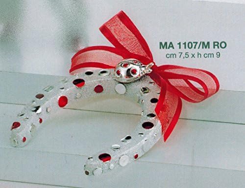 HORSESHOE LUCKY LADYBIRD WITH A RED POIS CM7,50X9 ROLLED SILVER MADE IN ITALY