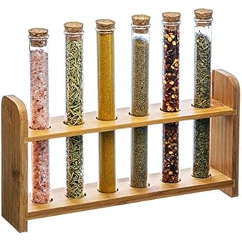 Porte-épices En Acrylique Avec Tubes à Essai Et Bouchons Liège - 10 Trous - Parfait Pour Cuisine Déco