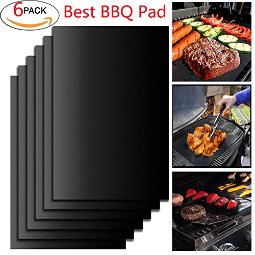 AIGUMI Barbecue Tapis Téflon Non Stick Four Liner Back Cuisson Mat Tapis Tapis résistant à la Chaleur Barbecue réutilisable Mats Convient pour Viande légumes Fruits de mer ufs 15.7x12.99in 6-PCS