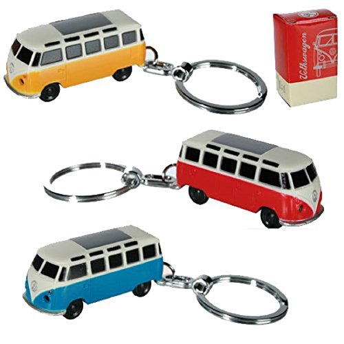 Llavero con luz LED y cadena, con forma de caravana Volkswagen, Rojo