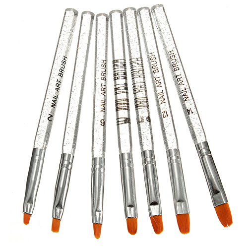Face Like 7 PCS Flat Acrylic UV Gel Nail Art Brush Set Painting Draw Brush Pen Set