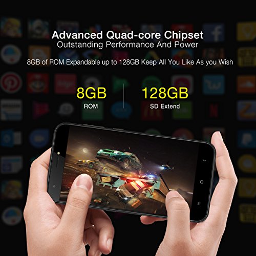 Ulefone S7 Smartphone ohne Vertrag (5 Zoll HD Display, Quad-Core Prozessor, 1 GB RAM, 8 GB Speicher, Dual-Hinterkameras, Dual SIM(Micro-Sim), Android 7.0, GPS) rot