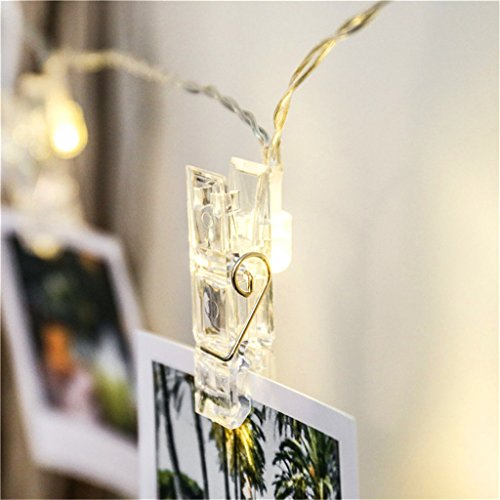 ERGEOB Foto Klammer Lichterkette DIY handgemachte Weihnachtsdekoration Geburtstag Hochzeitstag Licht warmweiß 40LED - 4