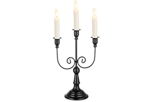 Sziqiqi Candelabros para Velas 3 Brazos Vintage, 29.5cm Candelabro Candelero Decorativos Portavelas para Mesa de Halloween Chimenea Mantel Decoración, Negro