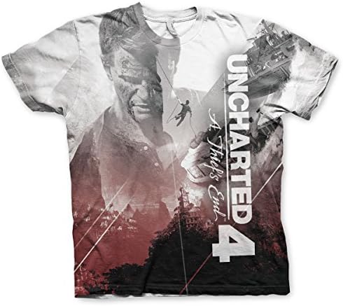 Officially Licensed Merchandise Uncharted Allover T-Shirt (Multicoloured), Large