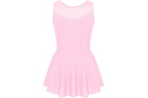 Freebily Vestito Pattinaggio Artistico Bambina Senza Maniche con Strass Body Ginnastica Artistica Ballerina Tutu Danza Classica Balletto Abito Ballo Latino Dancewear