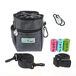 PET N PET Dog Treat Training Pouch-3 Ways to Wear Dog Treat Pouch with Built-In Poop Bag Dispenser-(3 Roll Poop Bags Included)