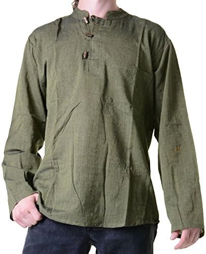Fischerhemd Kurtha Uni Shirt Covers Poncho Medieval Nepal -  Green - XX-Large