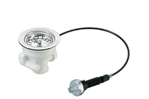 KEENBERK Valvola eccentrica a cestello (3 1/2 pollici) con azionamento rotante, scarico verso il basso con connettore (1 pollici) - per troppopieno