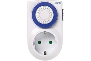 COATI SIMON - Programador Analógico Diario, Enchufe Temporizador Programable, Compacto y Analógico, 24hs, Intensidad 16A, 230V/50Hz, Color Blanco
