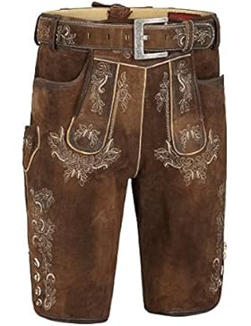 Moser® Herren Lederhose kurz mit Gürtel braun-antik Tobi 110775