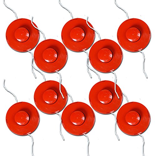 1x BRAST Fadenspule mit Tippautomatik für Motorsensen mit M10 Gewinde Doppel-Fadenkopf Mähkopf Mähfaden Ersatz-Fadenspule Spule für Benzin Motor-Sense Multitool Freischneider Grasschneider Orange