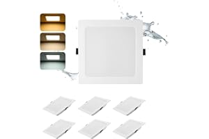 6 Pack Fyrkantiga LED infällda takspottar 24W 3CCT 2200LM Hål: Ø185-210mm