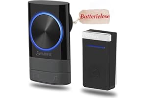 YABIFE Funk Turklingel Batterielose,IP44 Funkklingel Aussen Wasserdicht,Schnurlose Türklingeln zum Einstecken,1000 Fuß Reichweite Elektrisch Haustürklingel,58 Klingeltönen 5 Stufiger Lautstär Batteriefrei