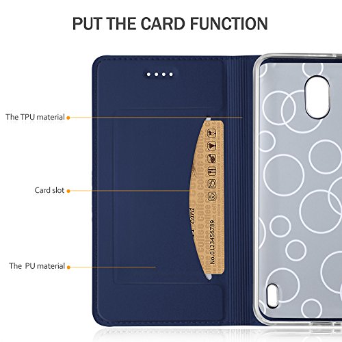 Nokia 2 HÃ¼lle, KuGi Nokia 2 Flip Bookstyle Kompletter Schutz Mit Magnetverschluss und Standfunktion Tasche Etui Cover Case SchutzhÃ¼lle fÃ¼r Nokia 2 Smartphone (Blau)