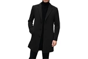 GENERISCH Abrigo de invierno para hombre Lapel Collar Negocios Slim Fit Cálido Casual Largo Bolsillos Abrigo de Piel Navidad Parka Abrigo de Invierno Abrigo de Hombre Abrigo de Lana Abrigo Gabardina Blend