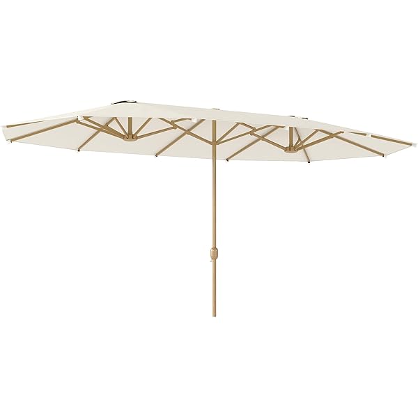 Parasol de jardin extérieur - Outsunny - double rectangulaire ouverture manivelle robuste - acier - 4,6x2,7x2,4m - noir - Jardin