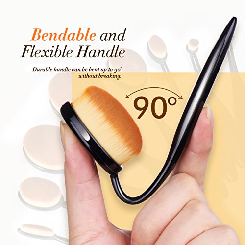 Oval Make-up Pinsel Set, Omorc 10 Stück Professionelle Foundation Concealer Verblender Pinsel Flüssiges Pulver Creme Kosmetik Pinsel, Zahnbürste geschwungene Make up Pinsel Augenbrauen Pinsel für Gesicht - 7