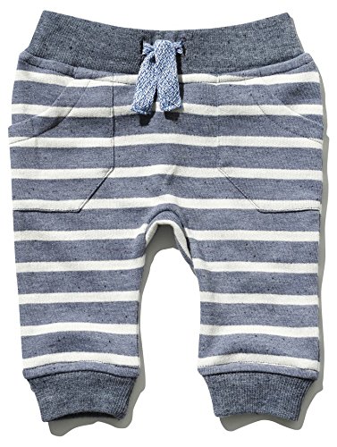 M&Co Baby Boys Stripe Print Casual Cuffed Ankles Side Pocket Cotton Joggers Blue 9/12 Mnths